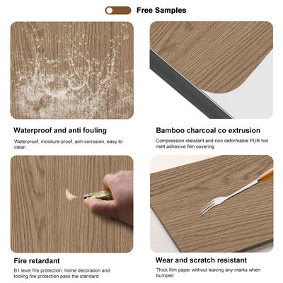 1200*2440 Bamboo Charcoal Wood Veneer Panel Siding Wood Grain Bamboo Crystal Panel