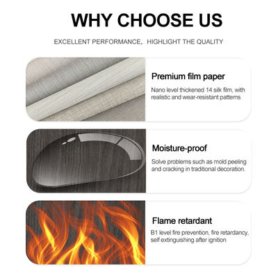 Fireproof Bamboo Wood Fiber Wood Veneer 8MM Interior Marble Wall Panel