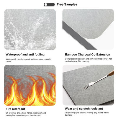 5 / 8mm Thickness Bamboo Charcoal Wood Veneer PVC Carbon Crystal Wallboard