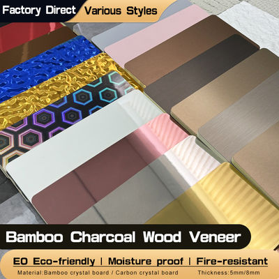Bamboo Charcoal Wood Veneer PET Metal Film Decorative Wall Panel