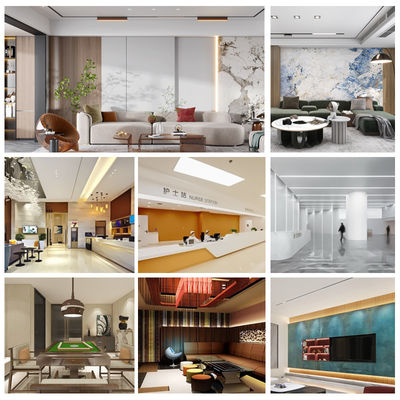 Bamboo Charcoal Wood Veneer Marble Sheet Indoor TV Background Decorative Panel