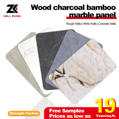 Bamboo Charcoal Wood Veneer 1220*2440*5/8mm Flame Retardant Bamboo Charcoal Wood Eco-Friendly Fireproof Wood Veneer Bamboo Fiber Seamless Wall Board For  Living Room Backdrop
