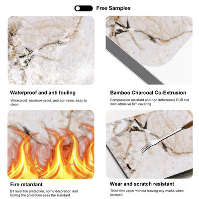 Bamboo Charcoal Wood Veneer 1220*2440*5/8mm Flame Retardant Bamboo Charcoal Wood Eco-Friendly Fireproof Wood Veneer Bamboo Fiber Seamless Wall Board For  Living Room Backdrop