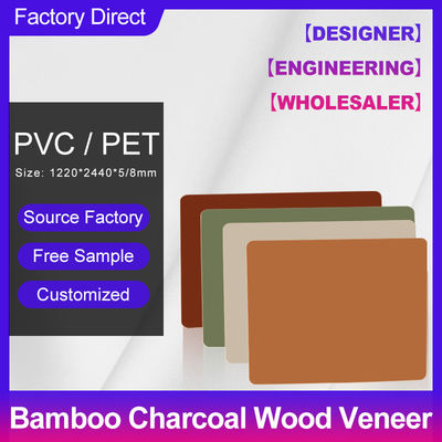 Bamboo Charcoal Wood Veneer Stock Available 1220*2440*5/8mm Flame Retardant Bamboo Charcoal Wood Eco-Friendly Bamboo Charcoal Decoration For Home And Hotel Background