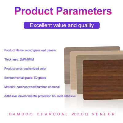 Bamboo Charcoal Wood Veneer Markdown 1220*2440*5/8mm Flame Retardant Bamboo Charcoal Wood Eco-Friendly Bamboo Charcoal Decorative Wall Panel For Hotel Office