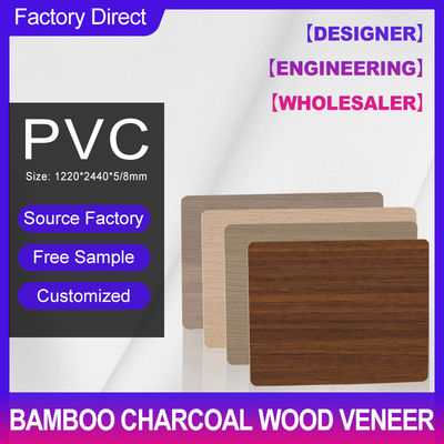 Bamboo Charcoal Wood Veneer Markdown 1220*2440*5/8mm Flame Retardant Bamboo Charcoal Wood Eco-Friendly Bamboo Charcoal Decorative Wall Panel For Hotel Office