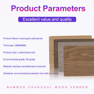 Bamboo Charcoal Wood Veneer 1220*2440*5/8mm Flame Retardant Bamboo Charcoal Wood Eco-Friendly Marble Sheet Bamboo Wood Wall Panel Interior Decorative Panels