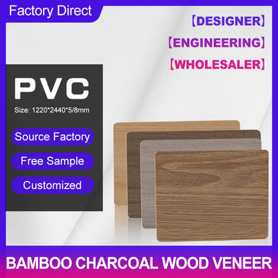 Bamboo Charcoal Wood Veneer 1220*2440*5/8mm Flame Retardant Bamboo Charcoal Wood Eco-Friendly Marble Sheet Bamboo Wood Wall Panel Interior Decorative Panels