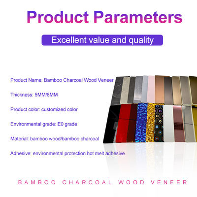 Bamboo Charcoal Wood Veneer 1220*2440*5/8mm Flame Retardant Bamboo Charcoal Wood Eco-Friendly Easy Installing Decorative Wall Panels For Home And Hotel