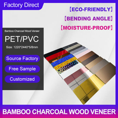 Bamboo Charcoal Wood Veneer 1220*2440*5/8mm Flame Retardant Bamboo Charcoal Wood Eco-Friendly Easy Installing Decorative Wall Panels For Home And Hotel