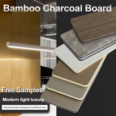 Bamboo Charcoal Wall Board Free Sample Arrival 1220*2440*5/8mm Flame Retardant Bamboo Charcoal Wood Eco-Friendly Decorative Fireproof Bamboo Fiber Veneer Seamless Wall Board For TV Background Wall