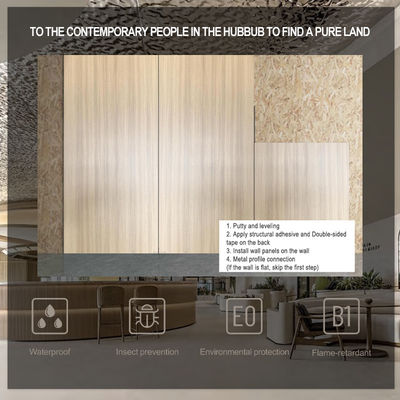 Water Ripple Panel On Sale 1220*2440*5/8mm Flame Retardant Bamboo Charcoal Wood Eco-Friendly PET 3D Water Ripple Wood Veneer Interior Wall Panels For TV Background Wall