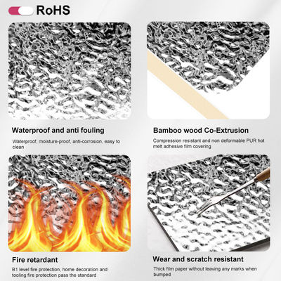 Water Ripple Panel On Sale 1220*2440*5/8mm Flame Retardant Bamboo Charcoal Wood Eco-Friendly PET 3D Water Ripple Wood Veneer Interior Wall Panels For TV Background Wall