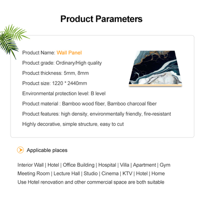 Waterproof Bamboo Charcoal Wood Veneer Wall Panel 5mm/8mm