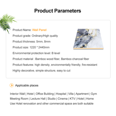 Modern Bamboo Charcoal Marble Wall Panel Waterproof And Fireproof Wood Veneer For Household Villa And Office Wall Decoration