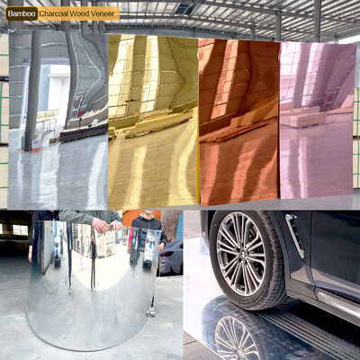 Mirrors Wall Board Bamboo Charcoal Wood Veneer PET Ceiling Decor Panel For Commercial Spaces