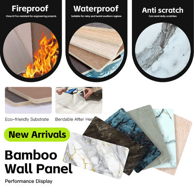 Modern Style High Gloss White Marble Effect Wall Panel Fire Resistant Bamboo Interior Wall Panels