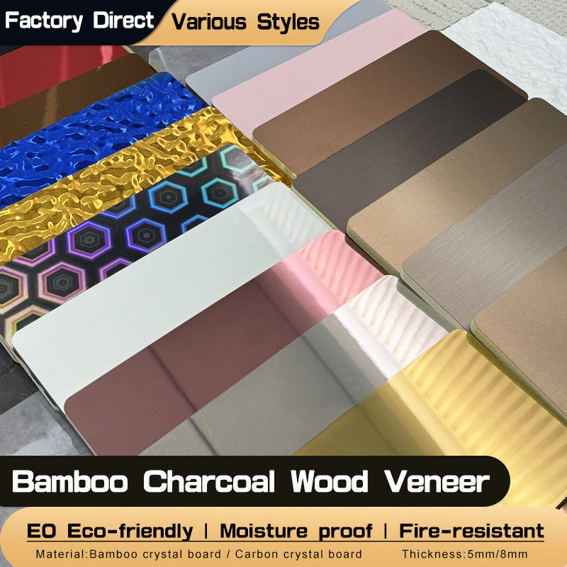 Bamboo Charcoal Wood Veneer PET Metal Film Decorative Wall Panel