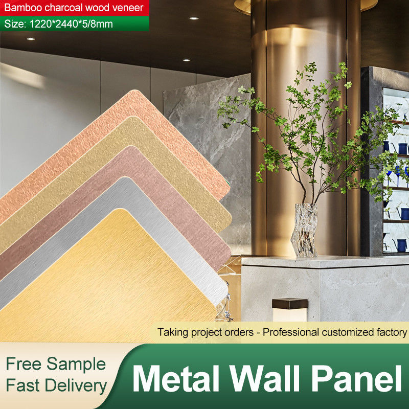 Bamboo Charcoal Wood Veneer Fireproof And Waterproof For Hotel Renovation And Home Board