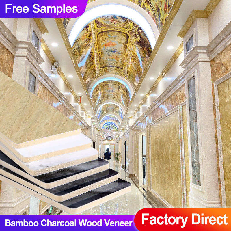 Bamboo Charcoal Wood Veneer Marble Sheet Indoor TV Background Decorative Panel