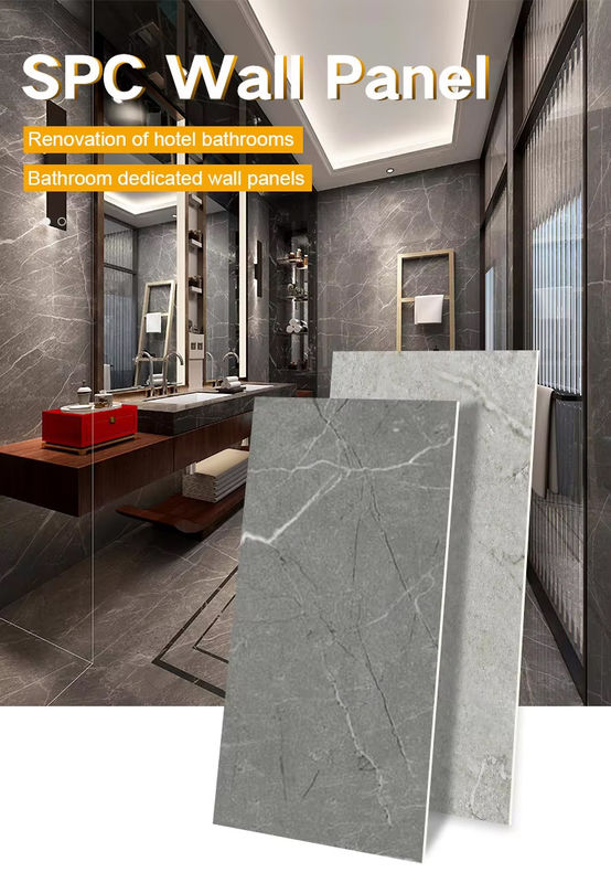 Class B1 SPC Wall Panel 600*2440*4mm Stone Plastic Composite Eco-Friendly Wood Grain  Seamless Locking Waterproof Interior Decoration Board For Bathroom