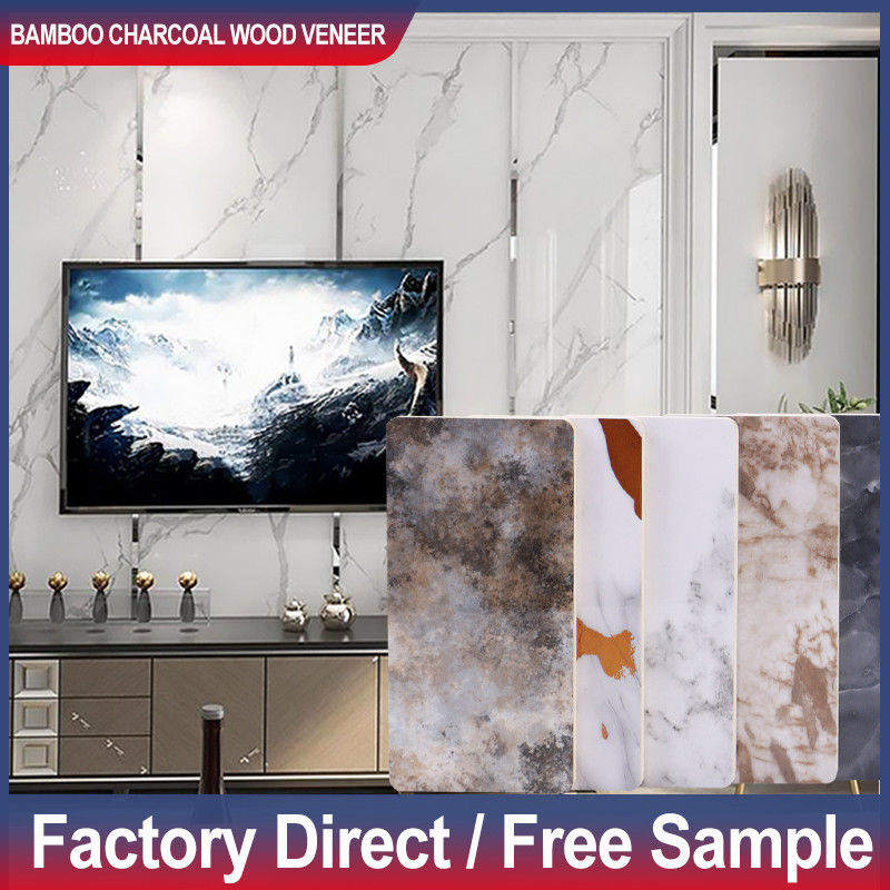 Bamboo Charcoal Wood Veneer Special Offer 1220*2440*5/8mm Flame Retardant Bamboo Charcoal Wood Eco-Friendly PVC Wall Panels Interior Decoration Wall Panel For Ceiling Skin