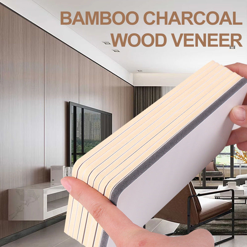 Bamboo Charcoal Wood Veneer New Model 1220*2440*5/8mm Flame Retardant Bamboo Charcoal Wood Eco-Friendly Colorful Indoor Decorative Panel For TV Background Wall